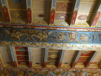 Chateau de Mauriac (34), Salon, Plafond peint, Poutre